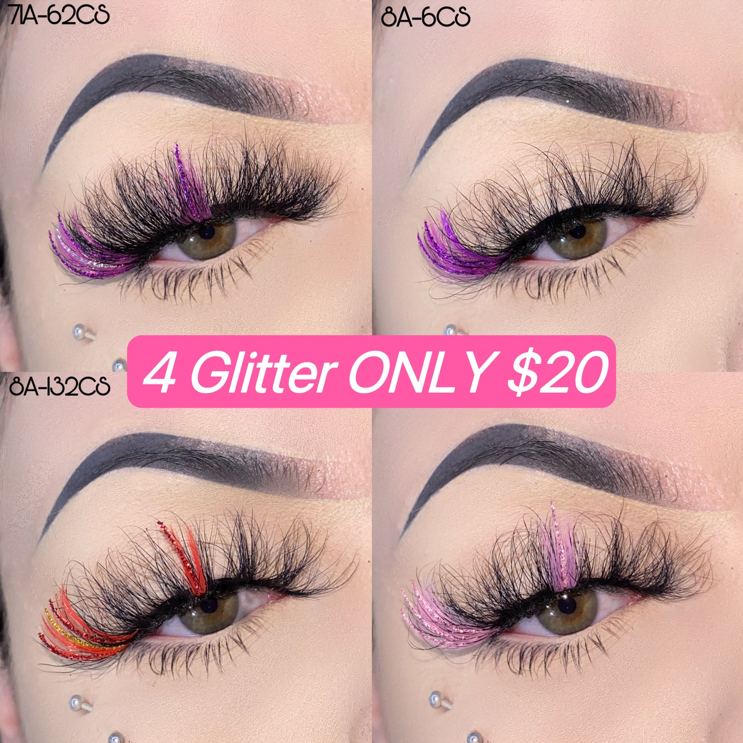 $20 Get 4 Glitter Lashes Free Shipping